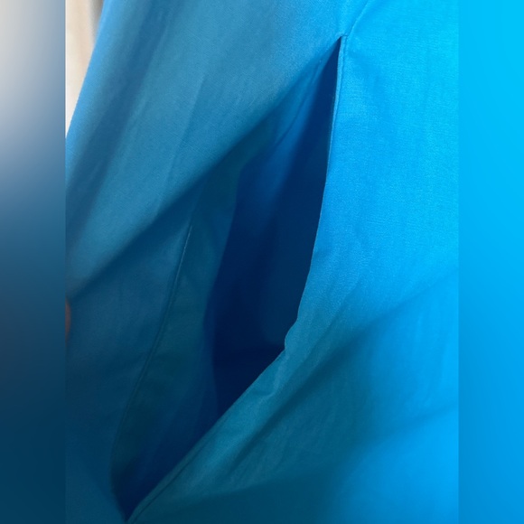 Sugarlips Turquoise Blue Dress Smocked Boho Puff Sleeves Size Medium 100% Cotton - Picture 7 of 10